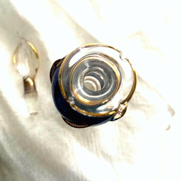 Vintage Egyptian perfume bottle hand blown blue glass with gold guilt - Picture 9 of 9